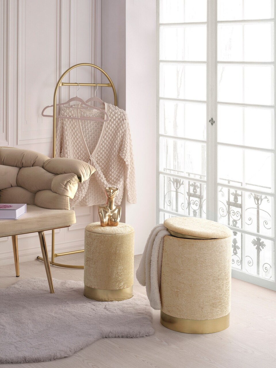 Set pufuri pentru comodă, Comfort, Bej - imagine 4